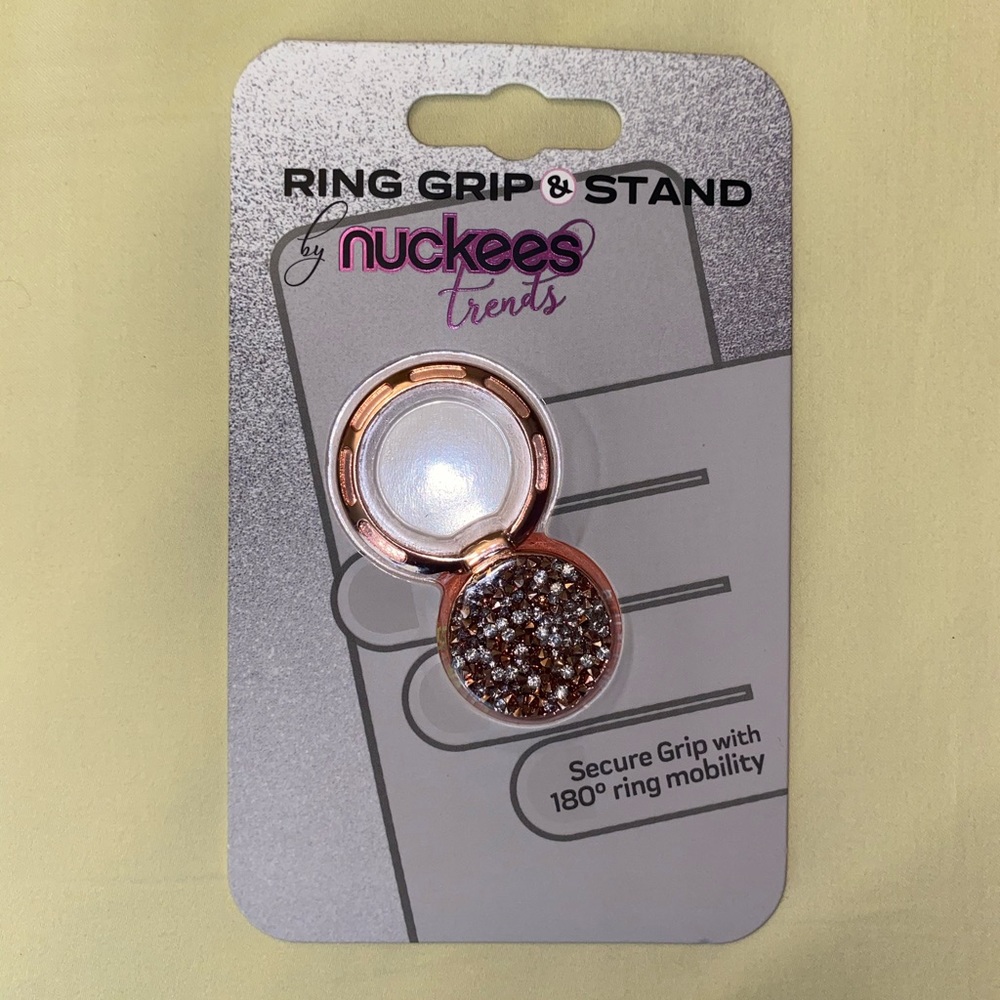 Nuckees Rose Gold & Diamond Ring Grip and Stand